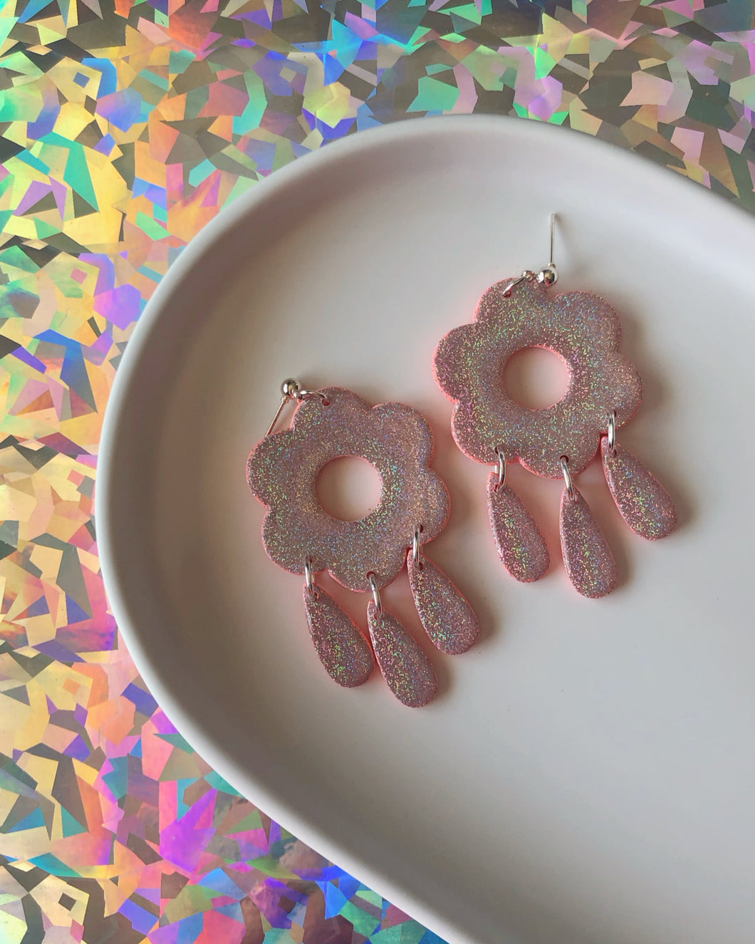 SHIMMER | glitter flower earrings