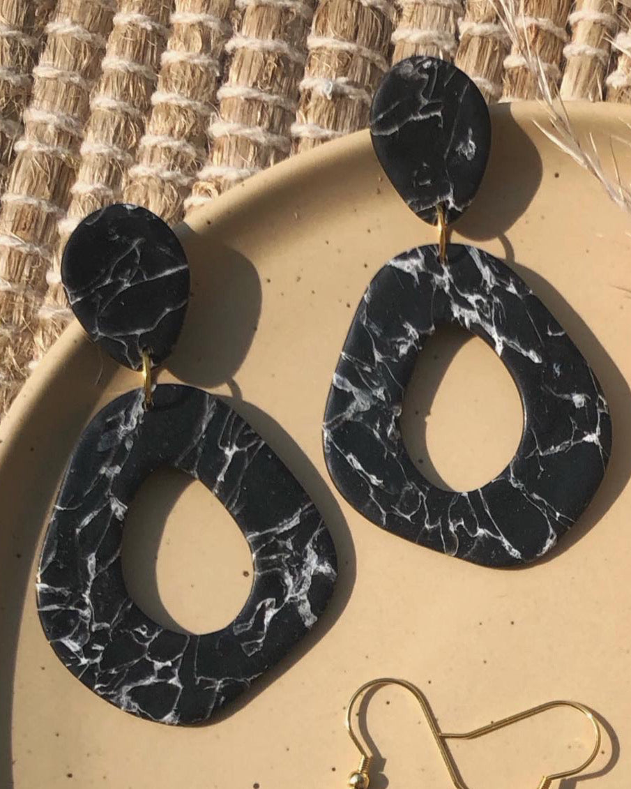 STONE | ora drop earrings // black howlite