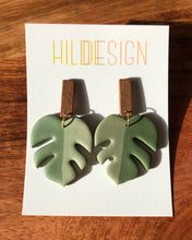 Load image into Gallery viewer, ROOT | monstera rectangle wood post earrings
