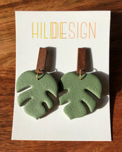 Load image into Gallery viewer, ROOT | monstera rectangle wood post earrings
