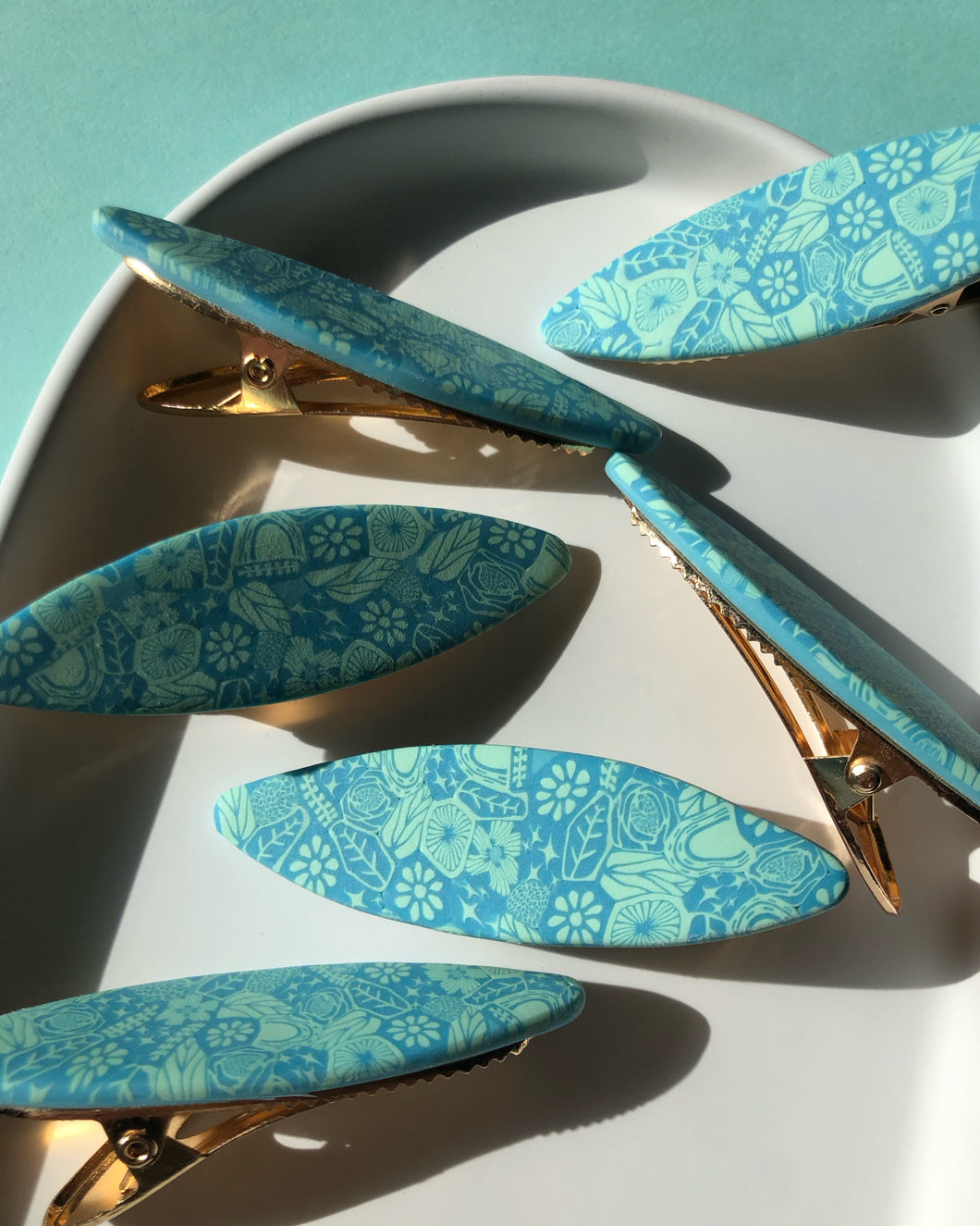 POP | aqua+mint hair clips