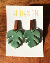 Load image into Gallery viewer, ROOT | monstera rectangle wood post earrings
