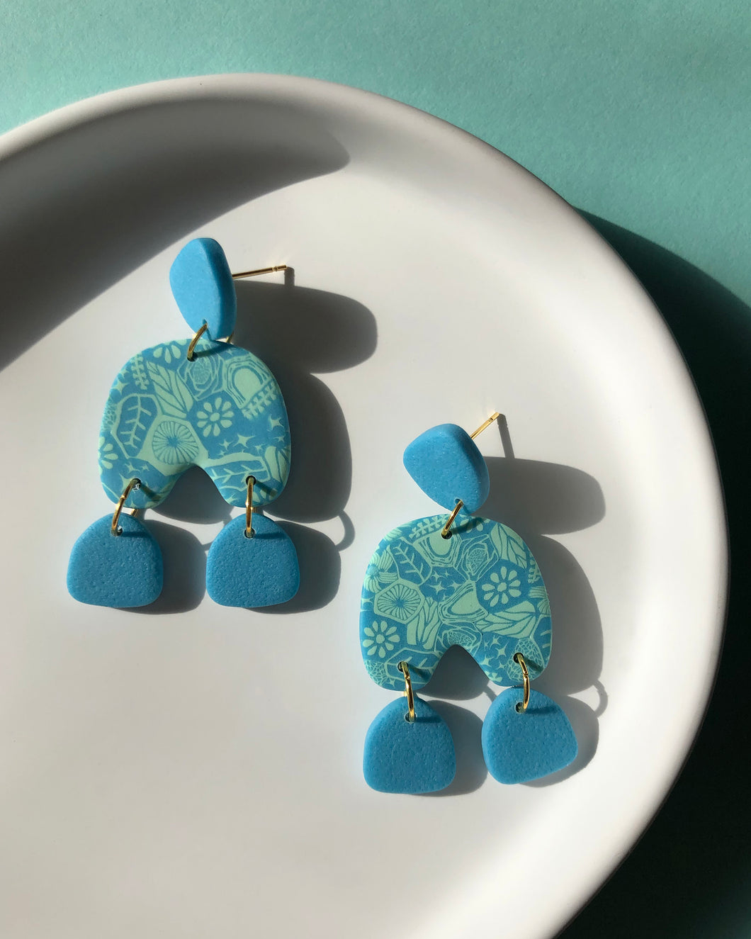 POP | aqua+mint chunky arch earrings