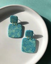 Load image into Gallery viewer, POP | aqua+mint roda square earrings
