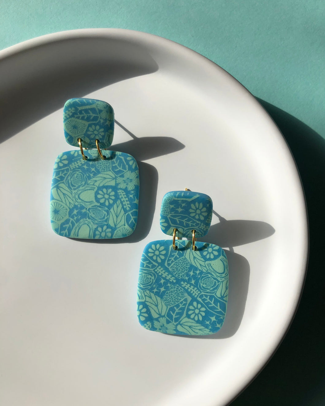 POP | aqua+mint roda square earrings